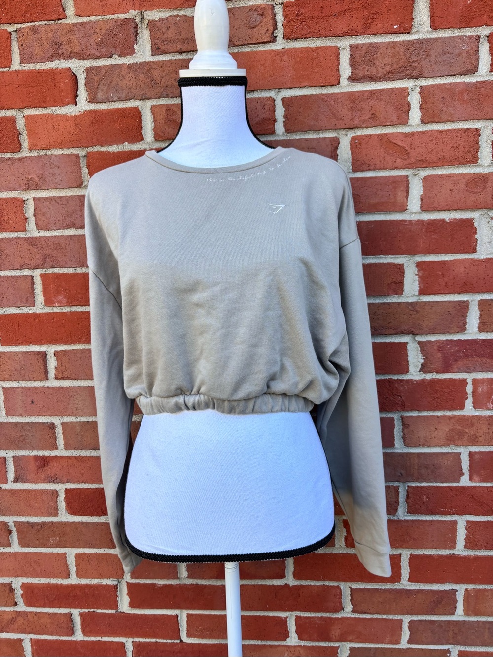 Gymshark x Whitney Simmons Tan Cropped Long-Sleeve Pullover Sweatshirt Medium